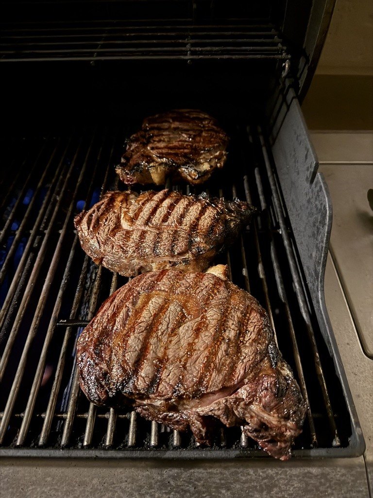 Steaks on the grill